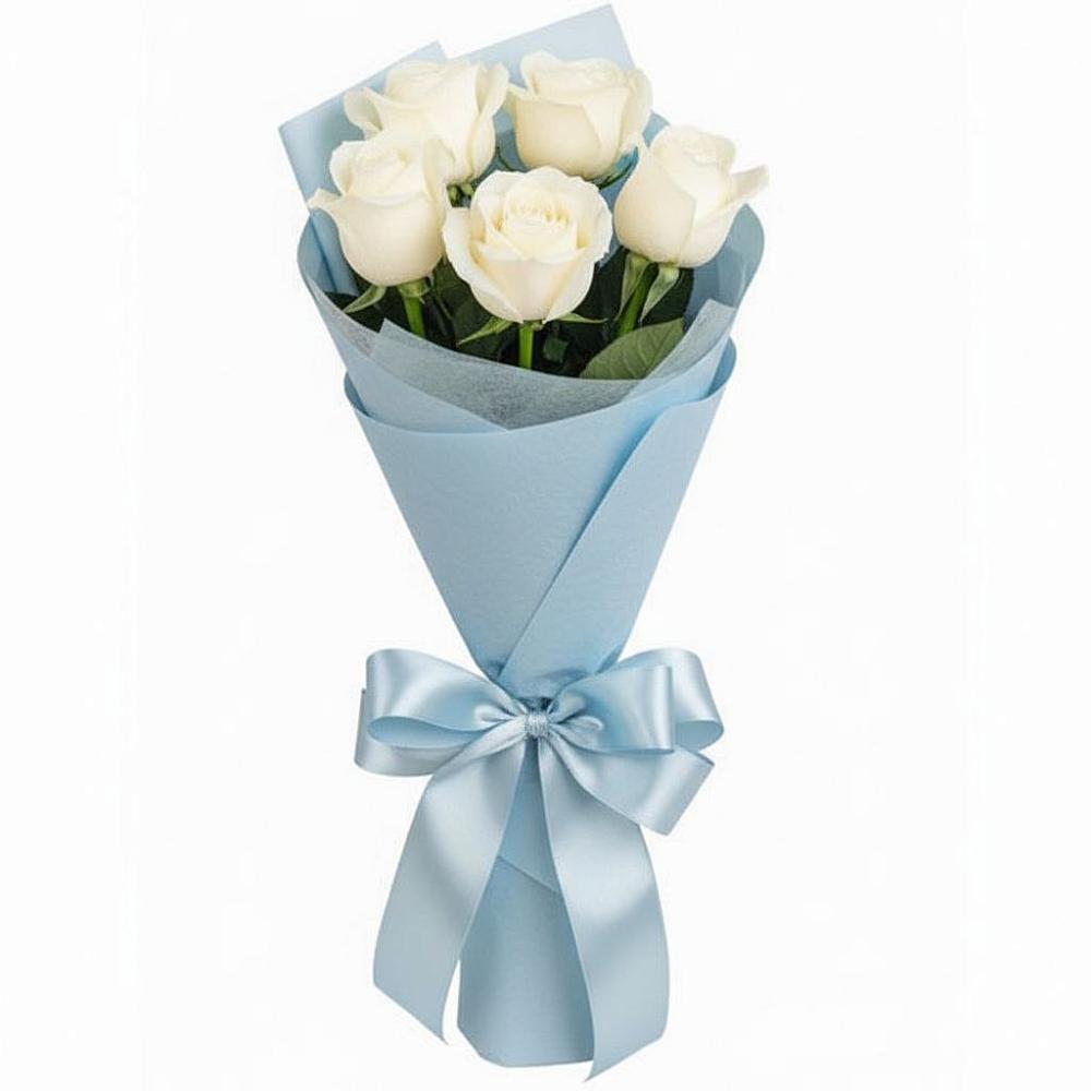 Букет 5 Белых роз Проуд в Сретенске