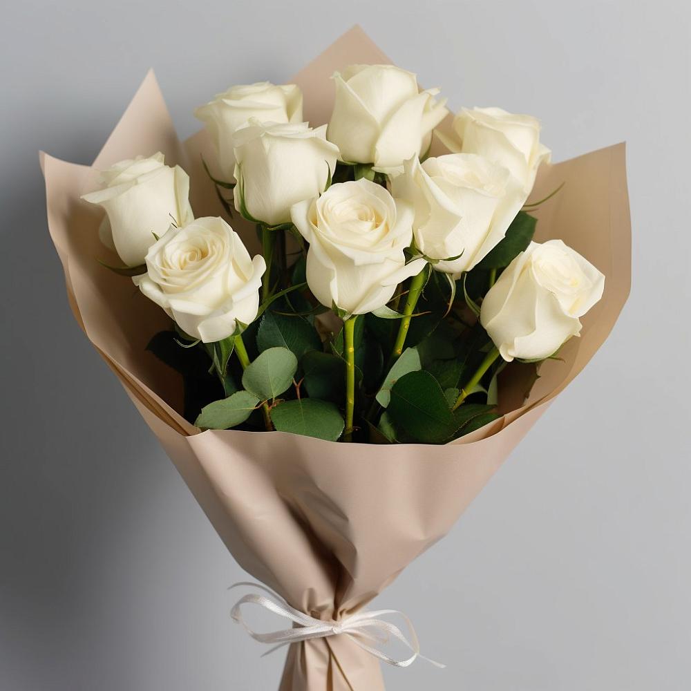 Букет 9 Белых роз Эдлесс Лав в Сретенске