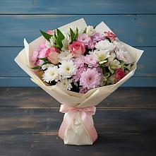 Букет цветов из:  Хризантемы, Альстромерии и Розы в Сретенске