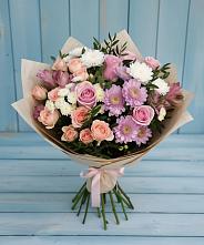 Букет цветов из:  Хризантемы, Розы и Альстромерии #REPLACE_PRED# Сретенске